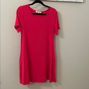 Everyday Scoop Neck Midi Dress - Hot Pink